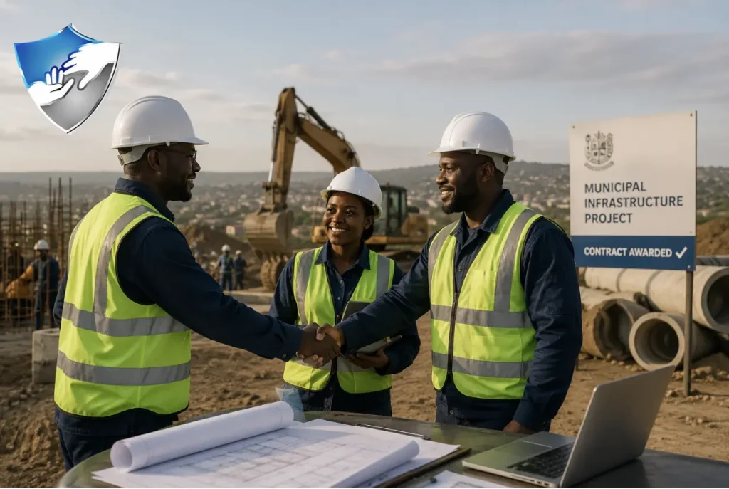 construction team mobilising after winning a government tenders in South Africa